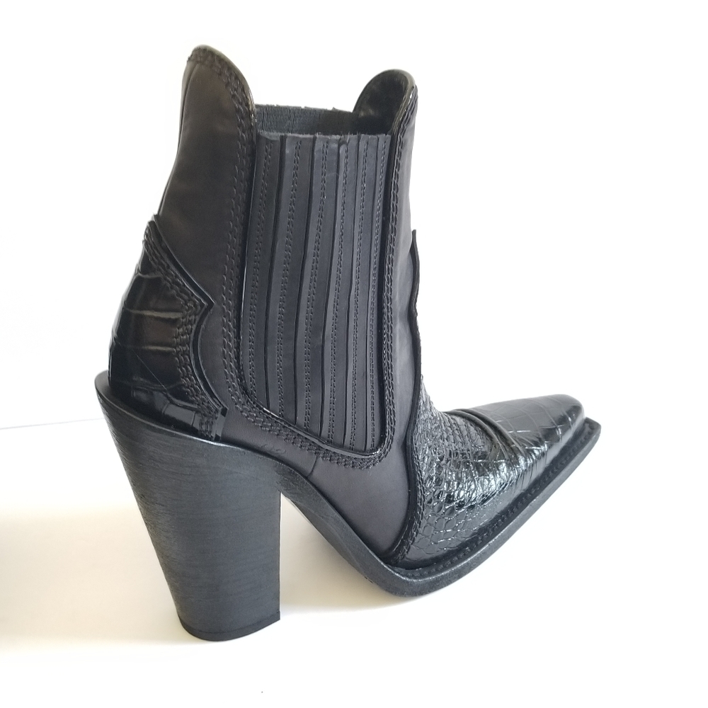 Dsquared2 Leather Cowboy Black Boots Size EU 39 - Picture 5 of 11